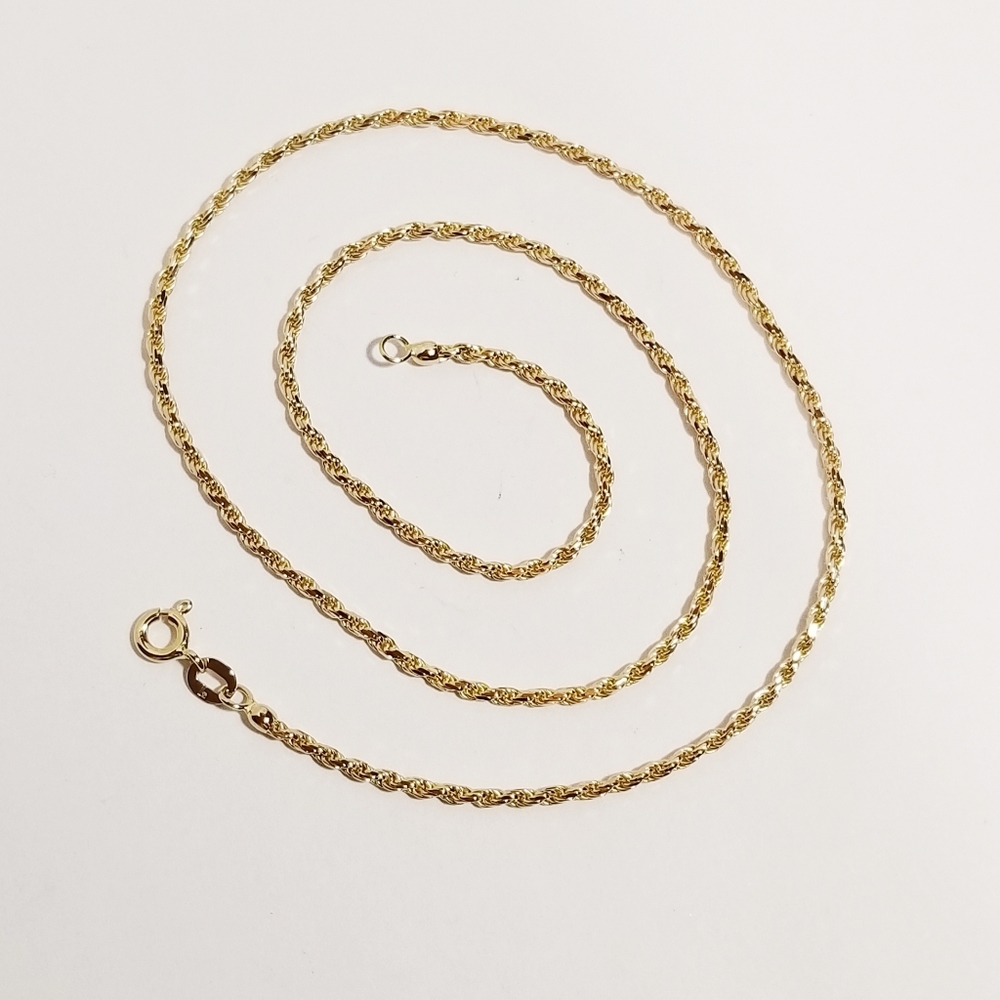 14k Solid Yellow Gold Diamond Cut Rope Chain 16" 5.68 Grams